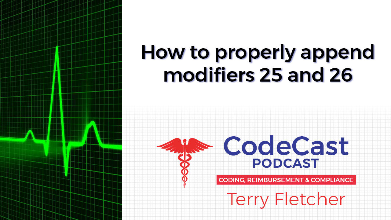 How to properly append modifiers 25 and 26
